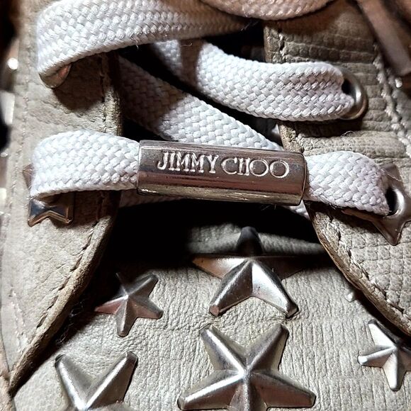 Jimmy Choo Vintage Y2K Tokyo Grey Leather Studded HiTop Sneakers EU Size 35,US 5 - Picture 9 of 10